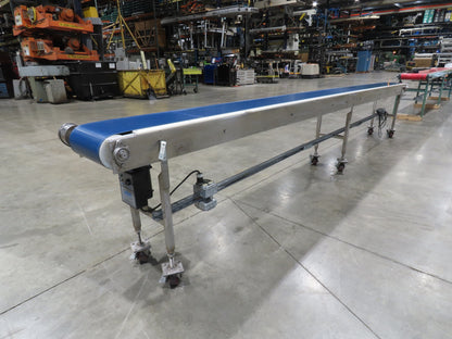 14"x 17' 6" Stainless Slider Bed Portable Conveyor 12"Belt 115V Variable Speed