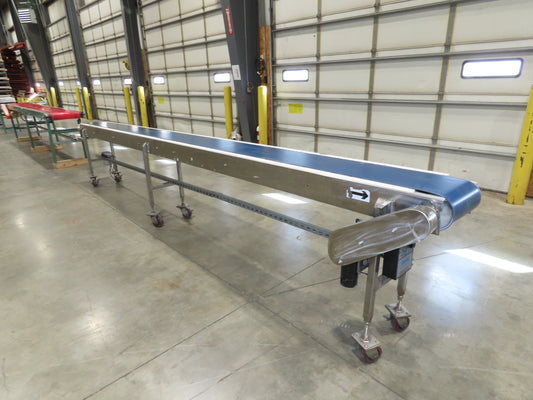 14"x 17' 6" Stainless Slider Bed Portable Conveyor 12"Belt 115V Variable Speed