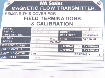 Foxboro IMT10-SA10-G Magnetic Flow Transmitter 120VAC I/A Series READ