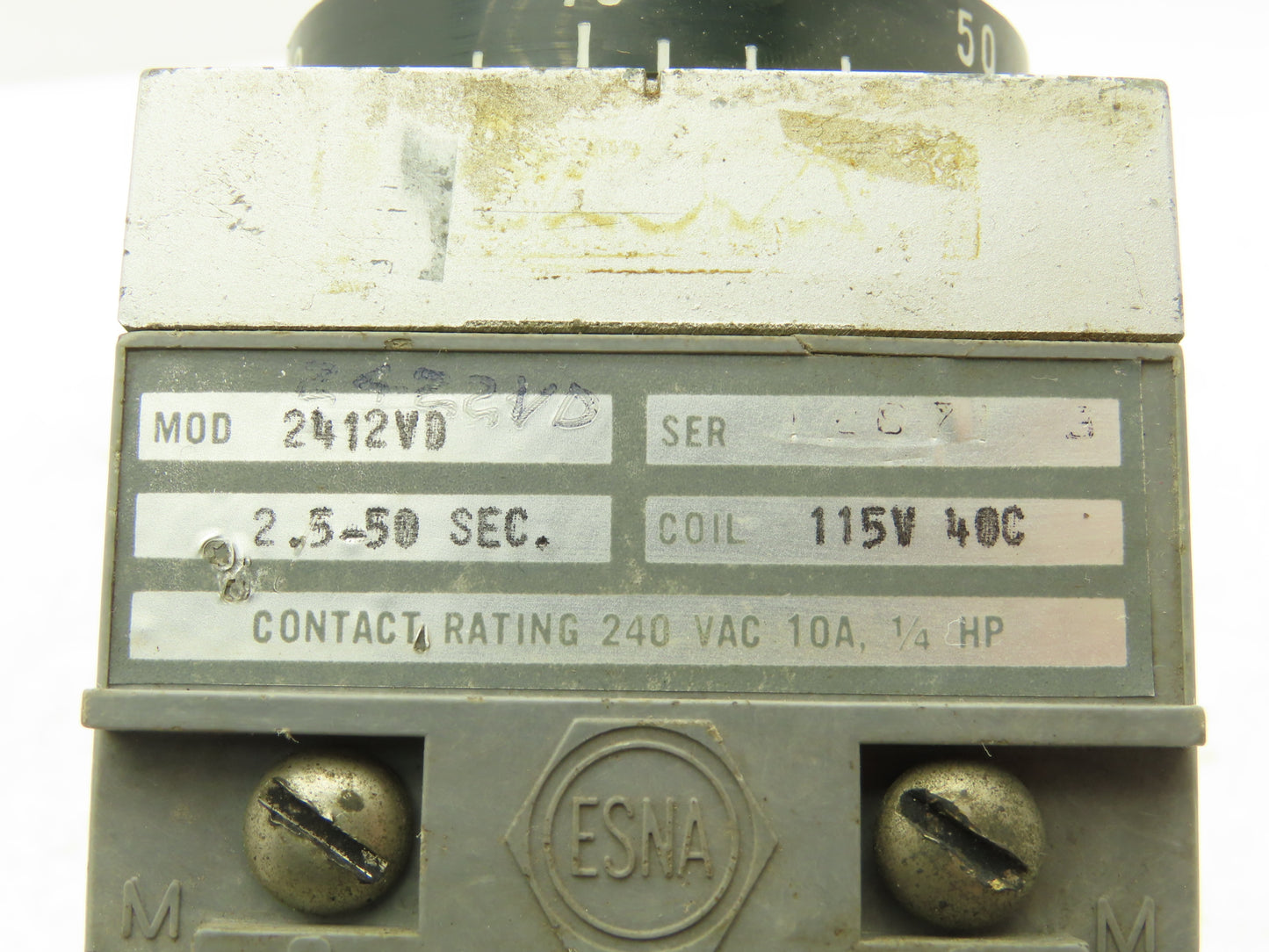 TE Connectivity 2412VD Overcurrent Time Delay Relay 1/4 Hp 240VAC 10A 2.5-50 Sec