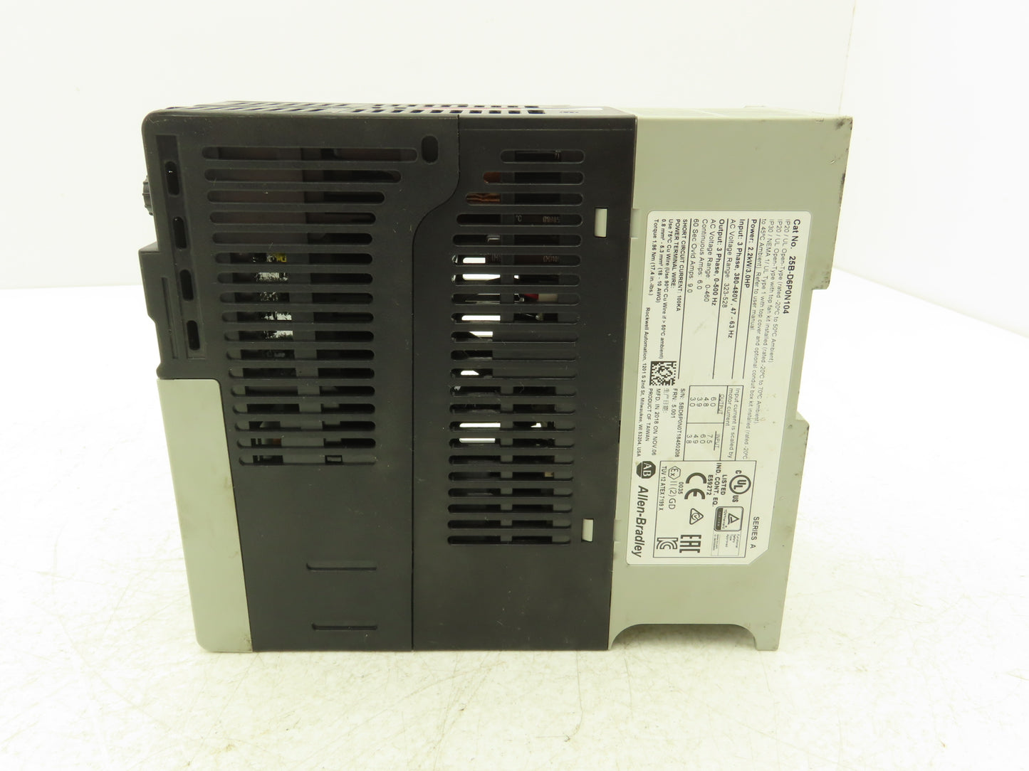 Allen Bradley 25B-D6P0N104 Powerflex 525 3Hp VFD AC Drive 480V 50/60Hz FRN 5.001