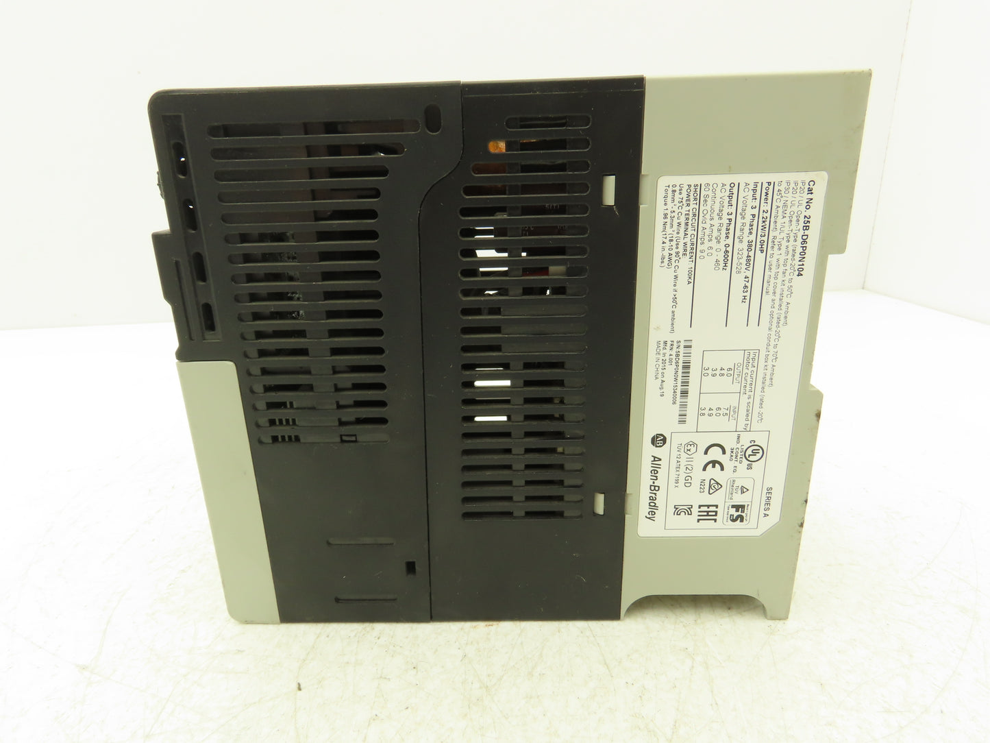 Allen Bradley 25B-D6P0N104 Powerflex 525 3Hp VFD AC Drive 480V 50/60Hz FRN 4.001
