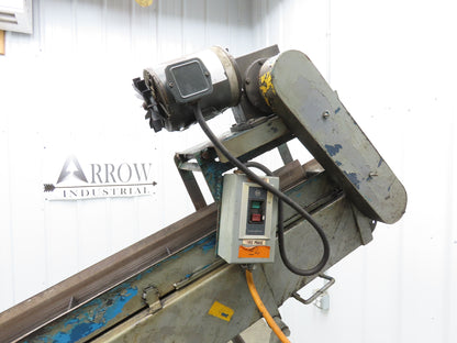 9'L Portable Parts Conveyor 8" Cleated Belt Adj Incline 3PH Chain Drive 75FPM