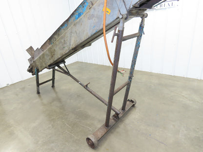 9'L Portable Parts Conveyor 8" Cleated Belt Adj Incline 3PH Chain Drive 75FPM