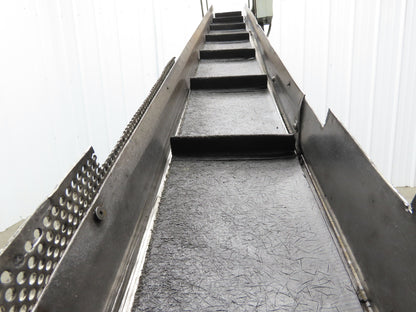 9'L Portable Parts Conveyor 8" Cleated Belt Adj Incline 3PH Chain Drive 75FPM