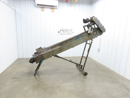 9'L Portable Parts Conveyor 8" Cleated Belt Adj Incline 3PH Chain Drive 75FPM