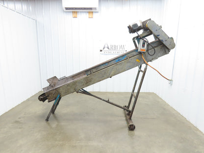 9'L Portable Parts Conveyor 8" Cleated Belt Adj Incline 3PH Chain Drive 75FPM