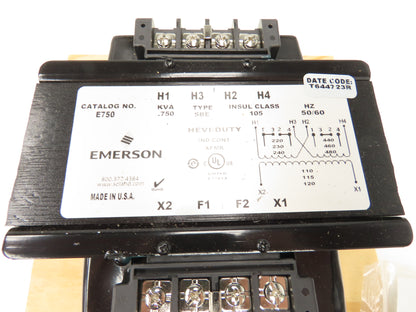 Emerson E750 Control Transformer .75kva Pri 240/480V Sec 120V Type SBE