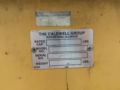 Caldwell 18-2-12 4000 Lb 2 Ton Rigging Lifting Beam 12' Fixed Twin Basket Sling