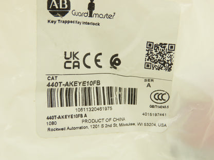 Allen Bradley 440T-MSALE10FB Guardmaster Trapped Key Interlock Switch with Key