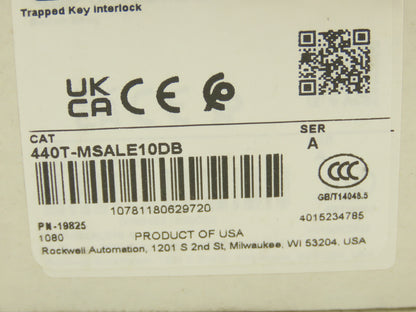 Allen Bradley 440T-MSALE10DB Guardmaster Trapped Key Interlock Switch With Key
