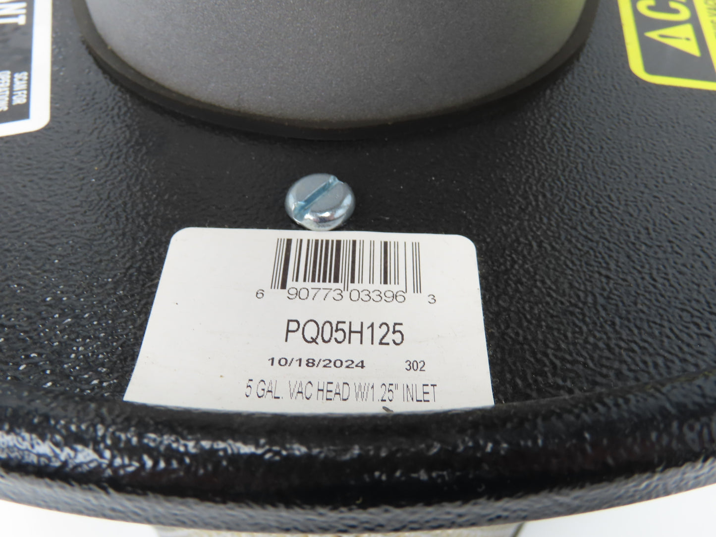 Guardair PQ05H125 PowerQUAD 5 Gal Drum Pneumatic Vacuum Head Wet/Dry 20-45CFM