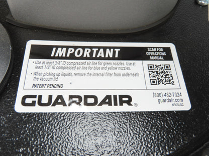 Guardair PQ05H125 PowerQUAD 5 Gal Drum Pneumatic Vacuum Head Wet/Dry 20-45CFM