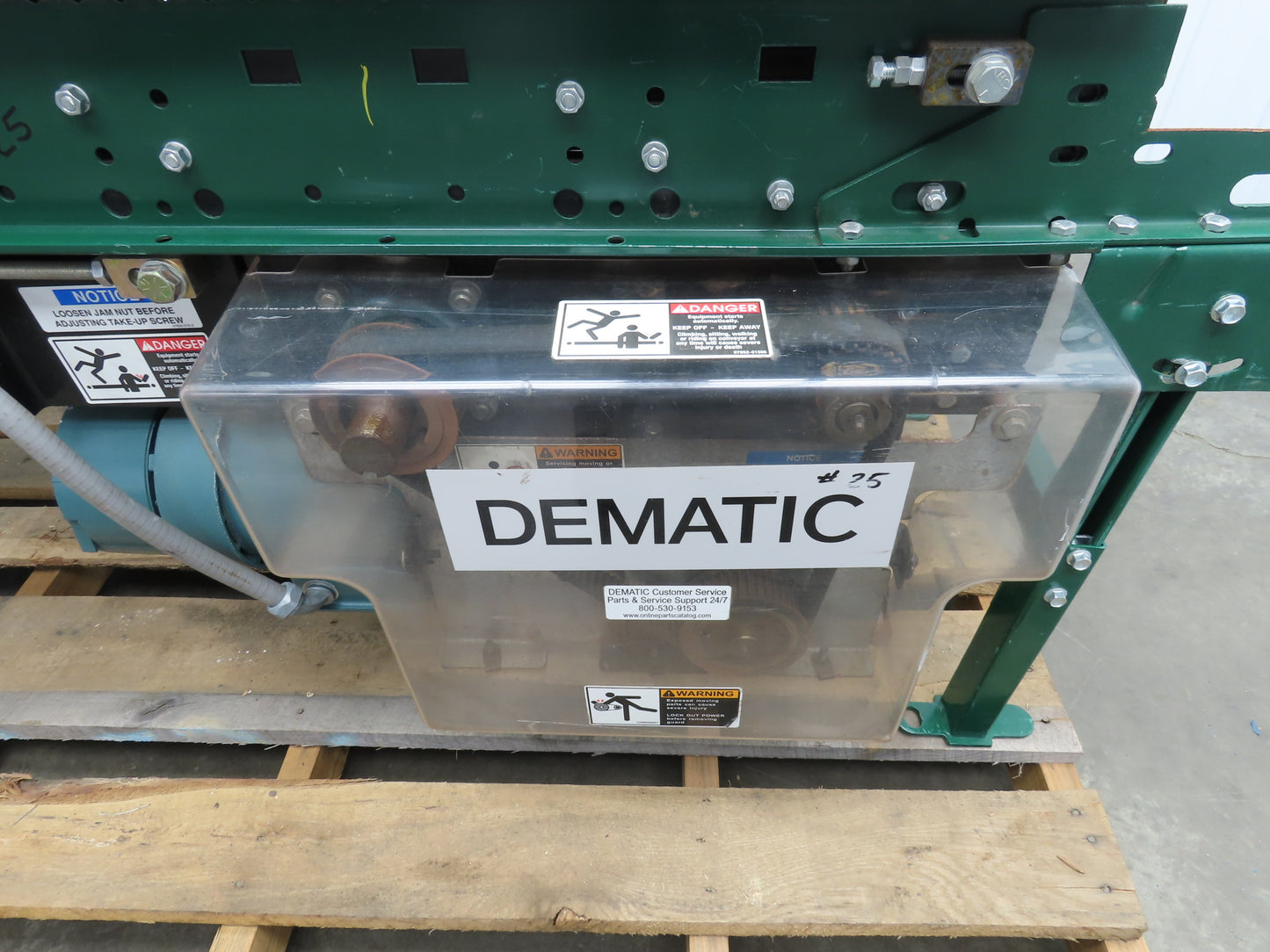 Dematic 25"W x 60"L Slider Bed Conveyor 18" Belt 1.5Hp 3PH Belt Drive 220 FPM