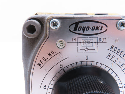 Toyooki Kogyo HF2-KGIK-02-301 Hydraulic Flow Control Valve Manual Dial