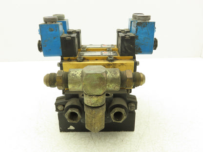 Ross W6076B3437 5/2 Pneumatic Solenoid Valve 2-Station Manifold 24VDC 3/8"npt