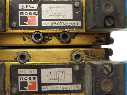 Ross W6076B3437 5/2 Pneumatic Solenoid Valve 2-Station Manifold 24VDC 3/8"npt