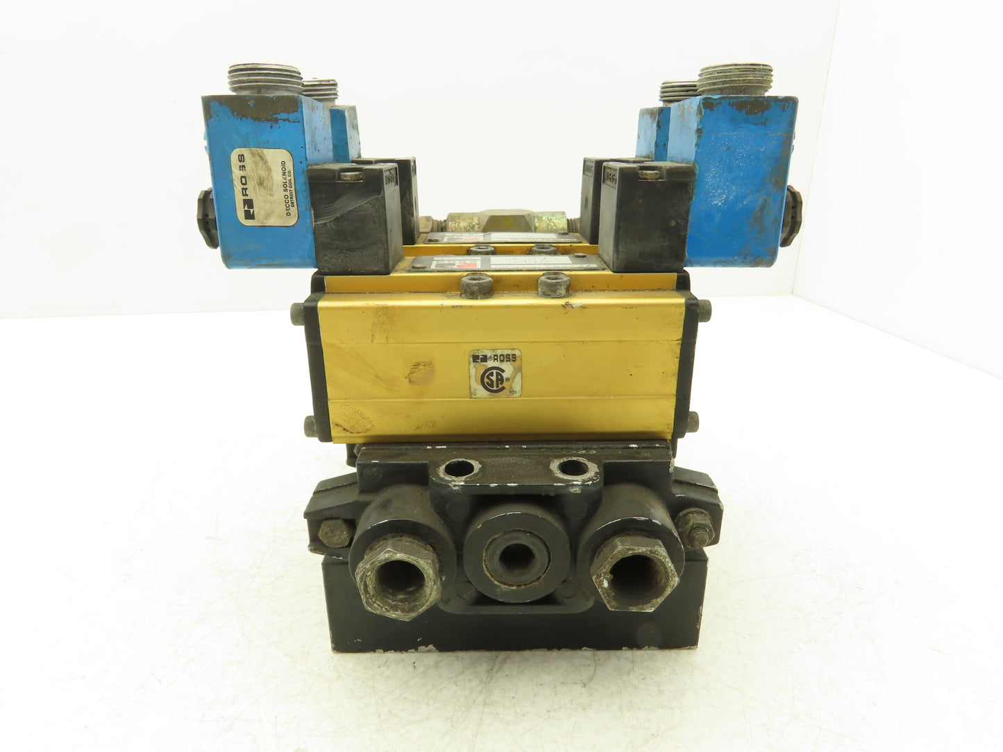 Ross W6076B3437 5/2 Pneumatic Solenoid Valve 2-Station Manifold 24VDC 3/8"npt