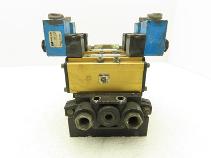 Ross W6076B3437 5/2 Pneumatic Solenoid Valve 2-Station Manifold 24VDC 3/8"npt