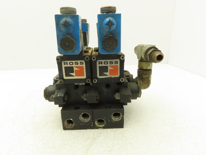 Ross W6076B3437 5/2 Pneumatic Solenoid Valve 2-Station Manifold 24VDC 3/8"npt