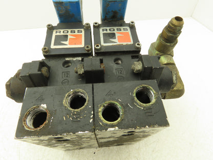 Ross W6076B3437 5/2 Pneumatic Solenoid Valve 2-Station Manifold 24VDC 3/8"npt