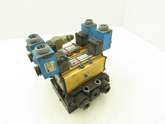 Ross W6076B3437 5/2 Pneumatic Solenoid Valve 2-Station Manifold 24VDC 3/8"npt
