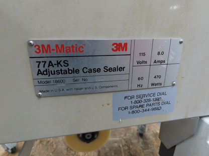 3M-Matic 77A-KS Carton Sealer Adjustable Case Sealing 115V Top Bottom Taper