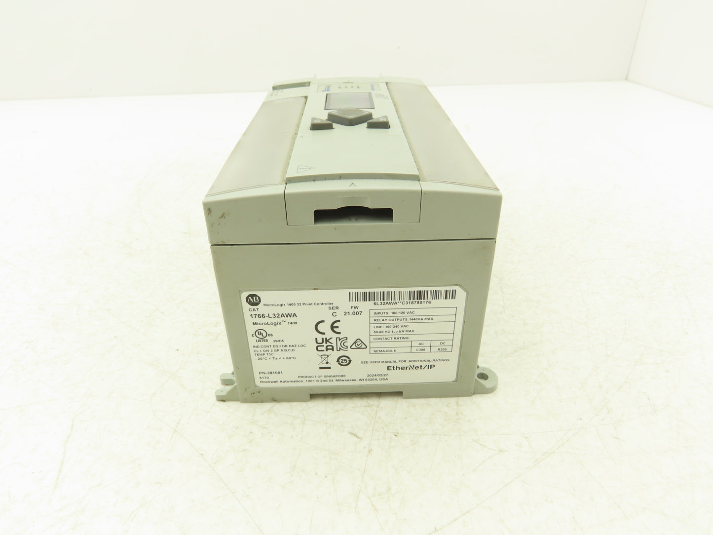 Allen Bradley 1766-L32AWA MicroLogix 1400 Controller Module 32Pt Series C. FW 21