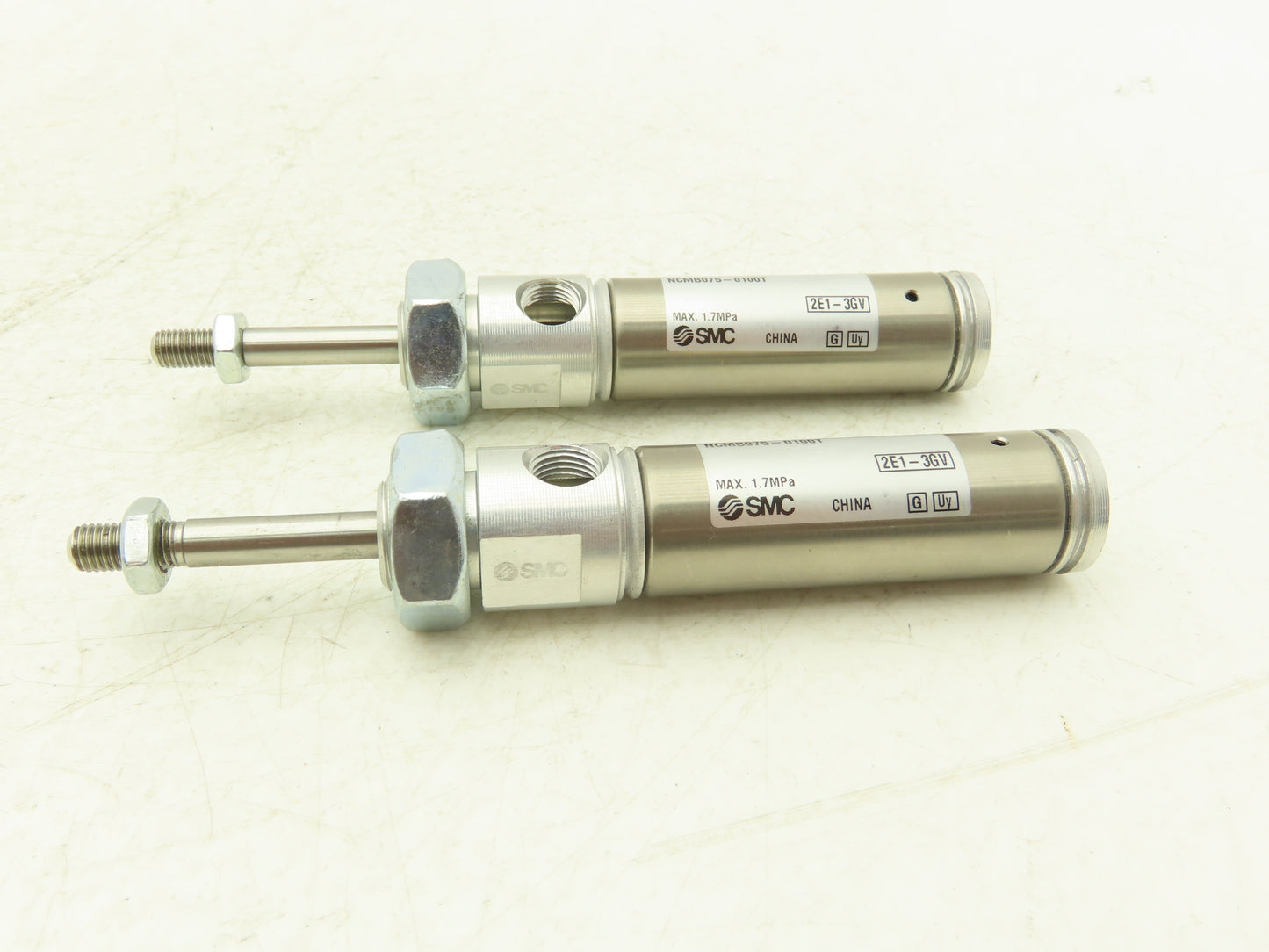 SMC NCMB075-0100T Pneumatic Air Cylinder 3/4"Bore 1"Stroke Spring Ext  Lot of 2
