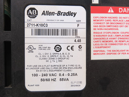 Allen Bradley 2711-K10C3 PanelView 1000 HMI Terminal FRN 4.46 Series F