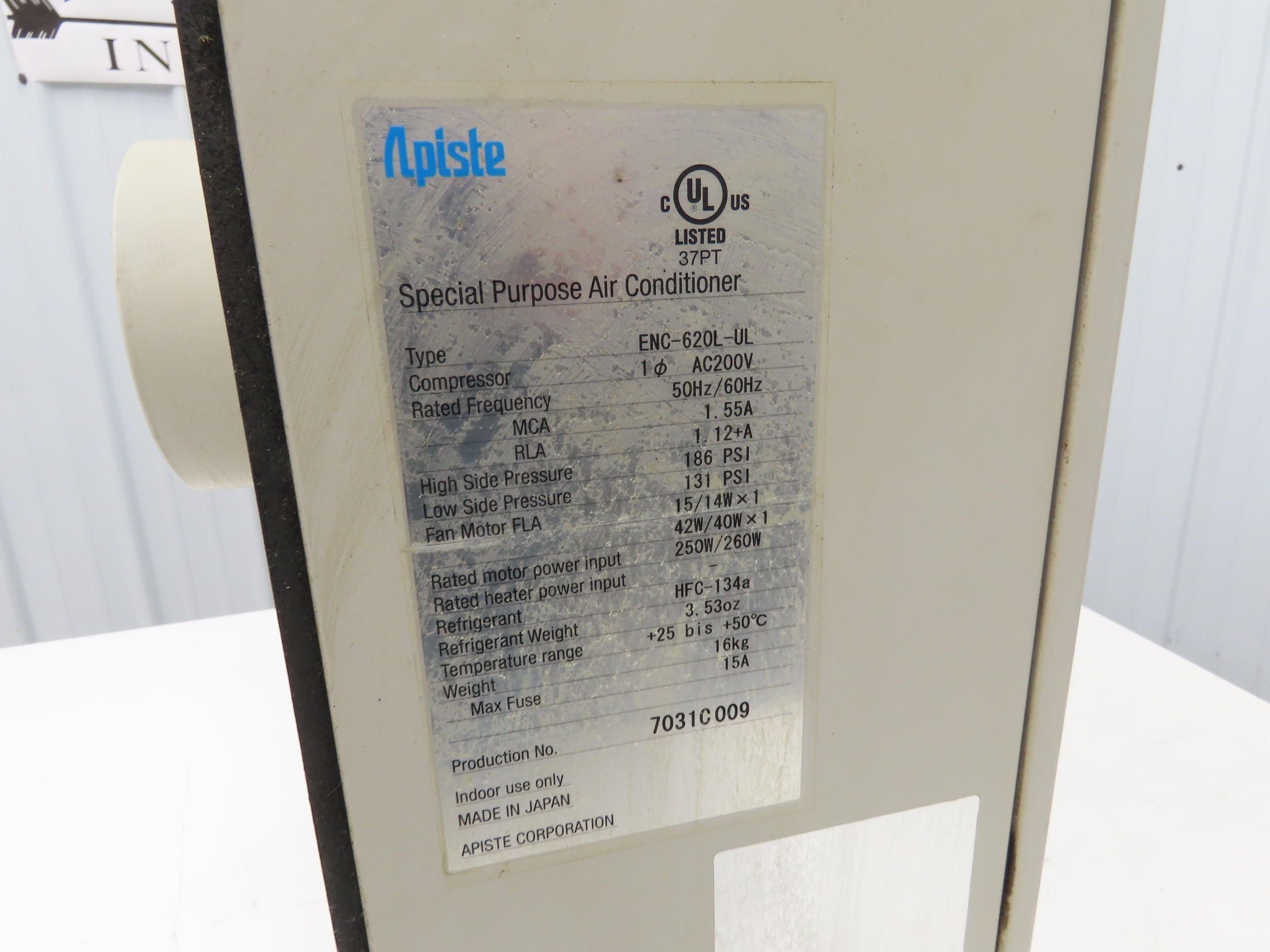 Apiste ENC-620L-UL Enclosure Air Conditioner Special Purpose 200VAC 1P ...