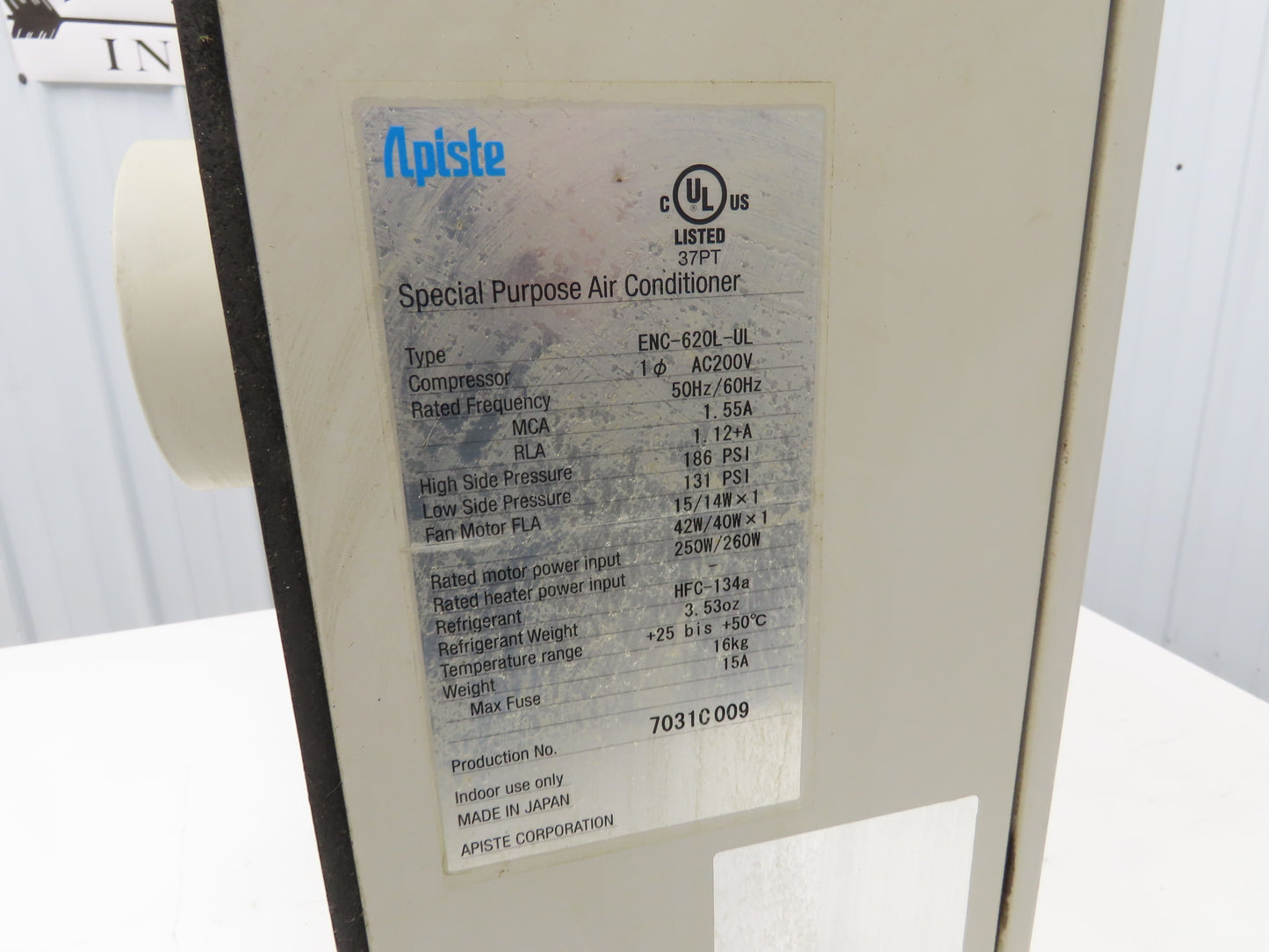 Apiste ENC-620L-UL Enclosure Air Conditioner Special Purpose 200VAC 1Ph