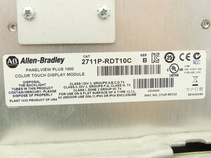 Allen Bradley 2711P-T10C4D8 HMI PanelView Plus 1000 Operator Control Panel Ser A