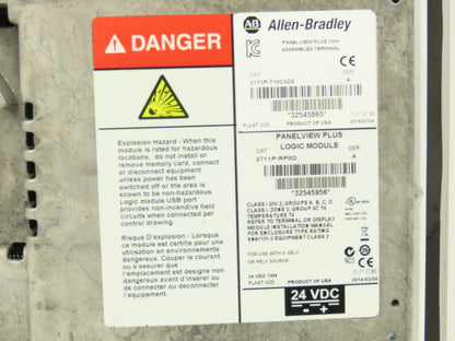 Allen Bradley 2711P-T10C4D8 HMI PanelView Plus 1000 Operator Control Panel Ser A