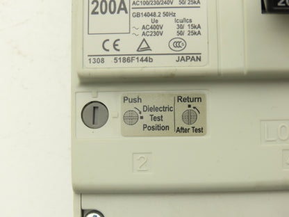 Fuji EW250JAG-3P200 Earth Leakage Circuit Breaker 3-Pole 200A 100-440VAC