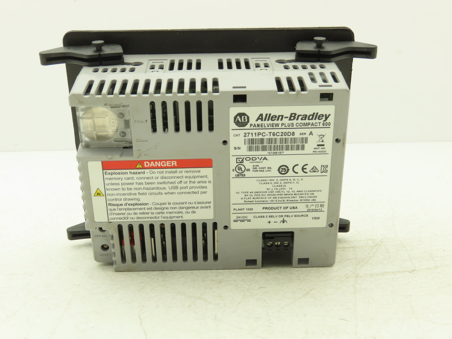 Allen Bradley 2711PC-T6C20D8 HMI PanelView Plus 600 6" Operator Touch Panel