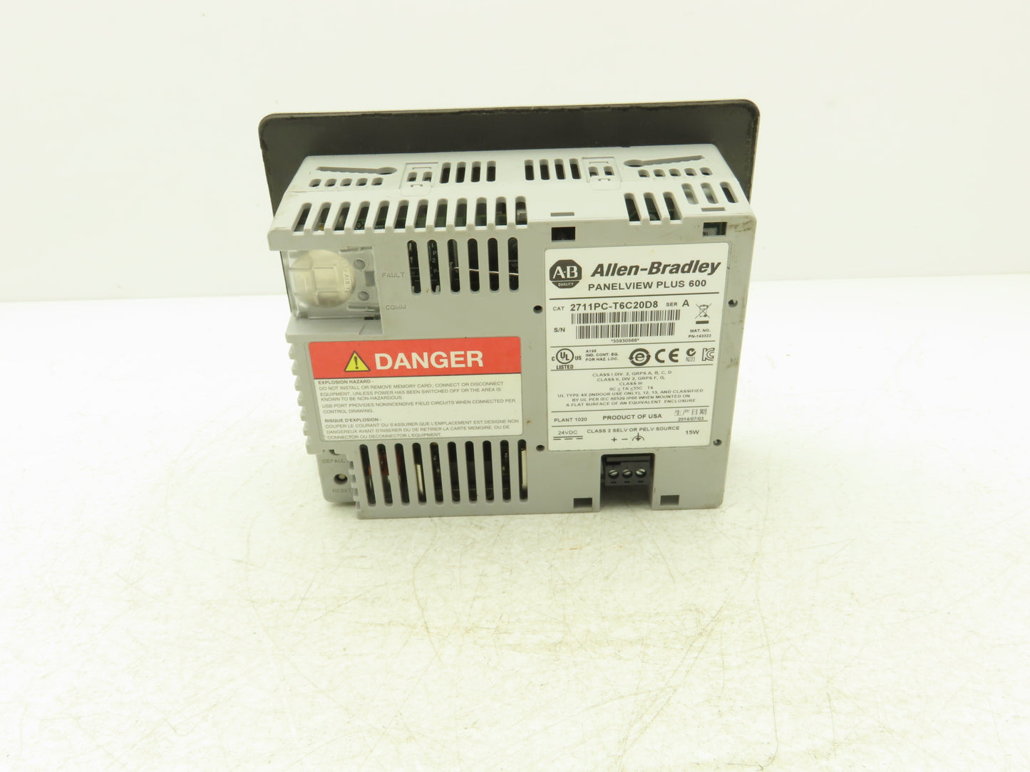 Allen Bradley 2711PC-T6C20D8 HMI PanelView Plus 600 6" Operator Touch Panel