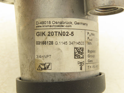 Kromschroder GIK 20TN02-5 Air/Gas Ratio Control Pressure Regulator 3/4" NPT