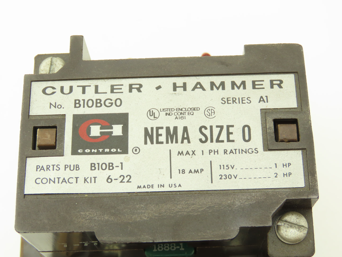 Cutler Hammer B10BG0 2 Pole Nema Size 0 Motor Starter 18A 1PH 115/230V 2Hp