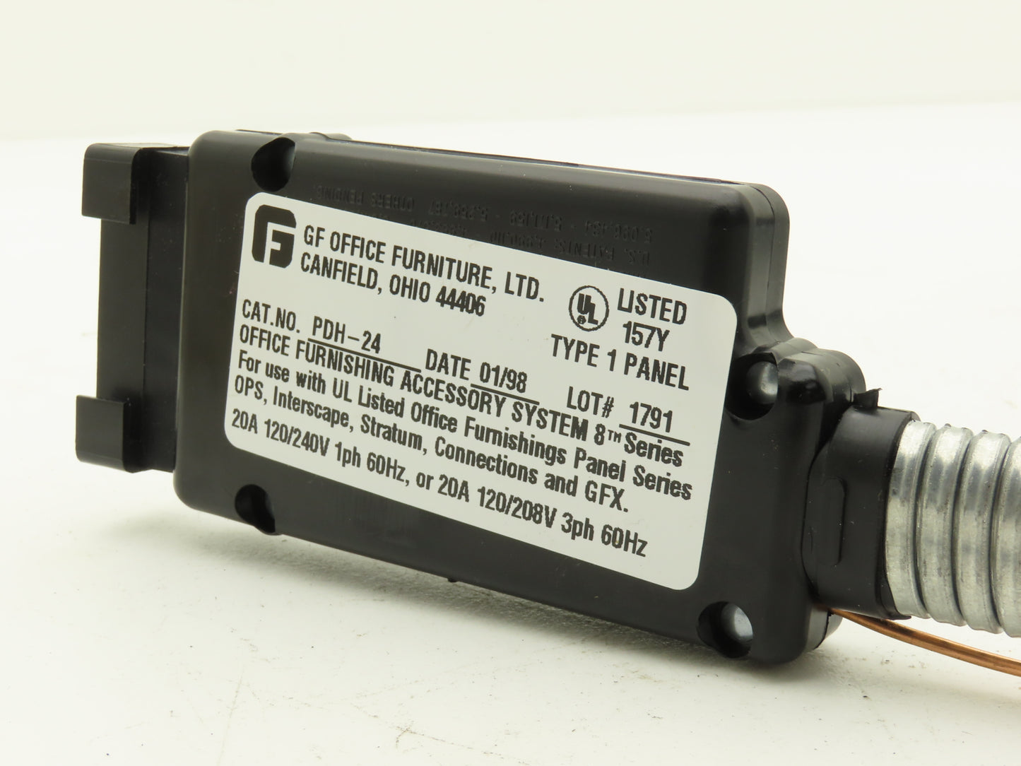 GF Office Furniture PDH-24 Office Panel Wire Harness 120/240V 1Ph Or 208V 3Ph
