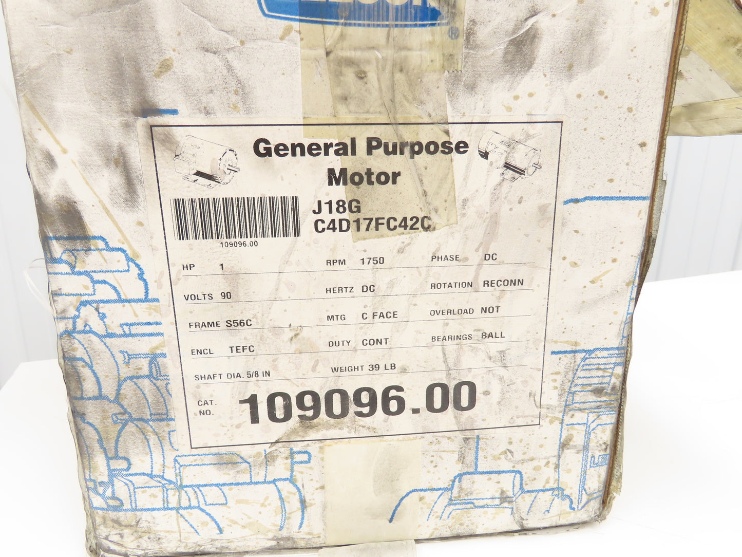 Leeson Electric 109096.00 C4D17FC42C 90V DC Motor 1Hp 1750 RPM 10A S56C 90VDC