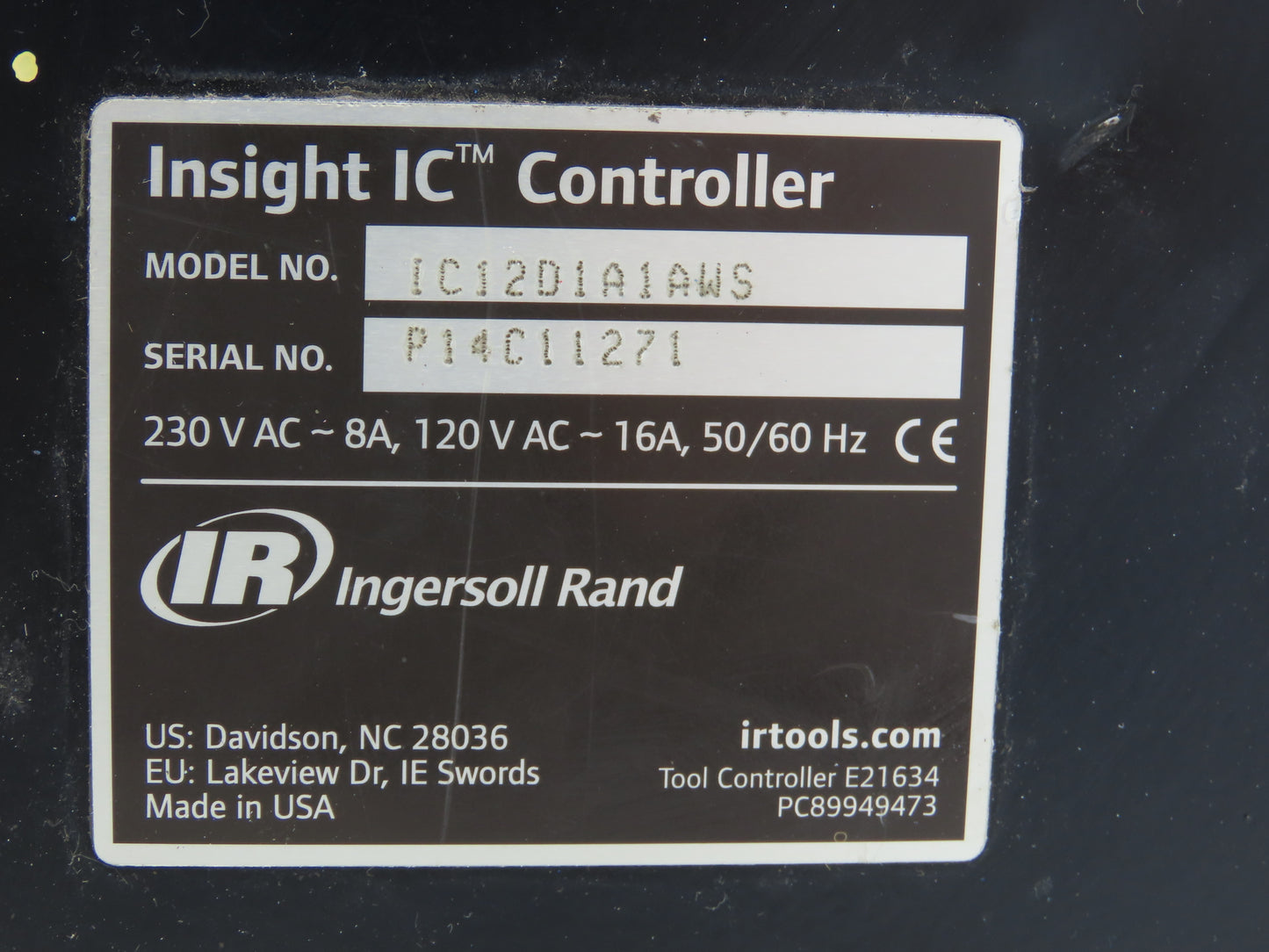 Ingersoll Rand IC12D1A1AWS Insight IC Tool Controller 120VAC - 16A / 240VAC - 8A