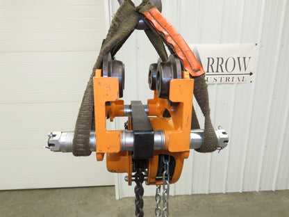 Vestil LOW-2P 1 Ton 2000Lb Chain Fall Hoist 9.8' Lift Push Trolley Low Headroom