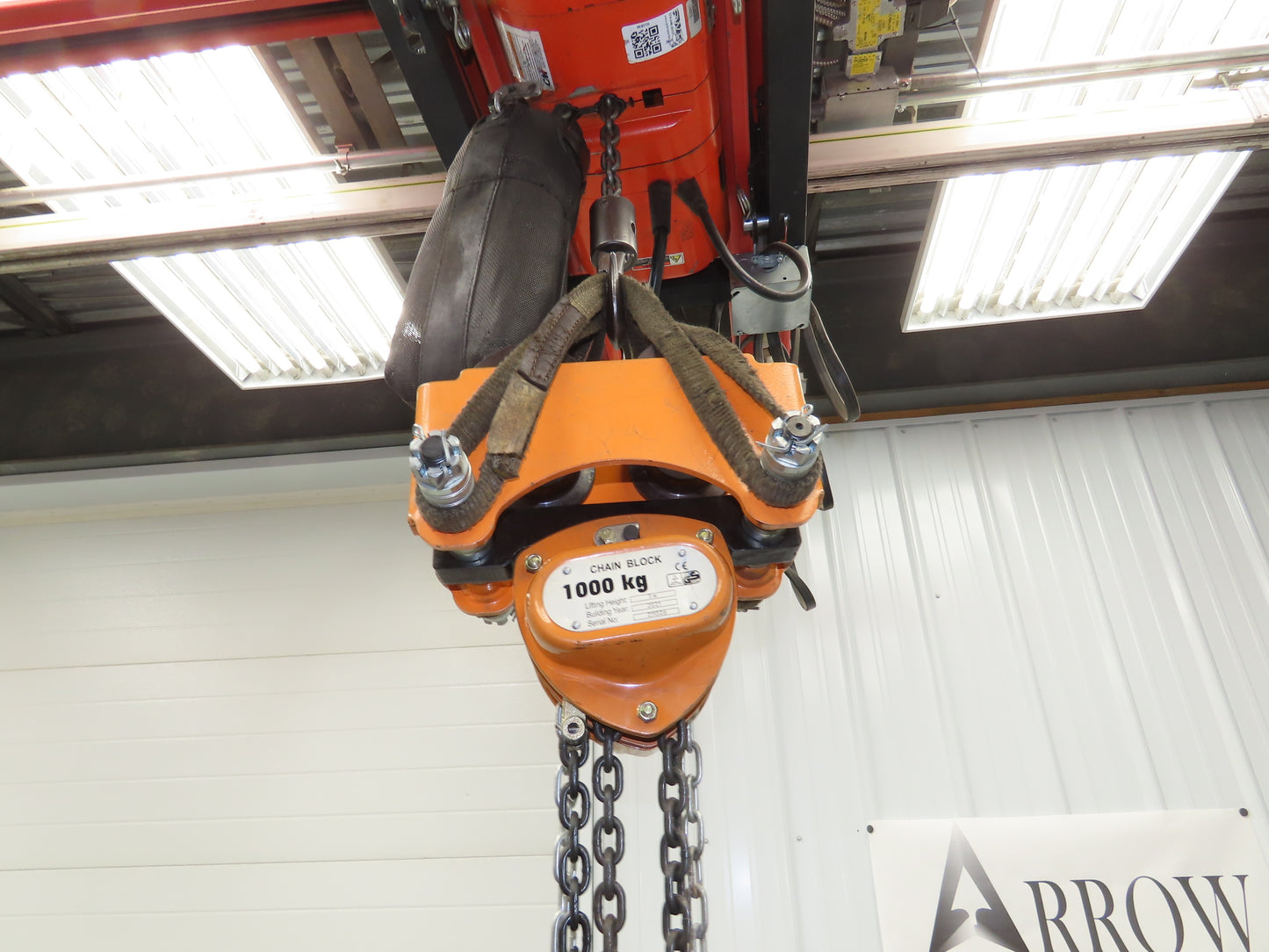 Vestil LOW-2P 1 Ton 2000Lb Chain Fall Hoist 9.8' Lift Push Trolley Low Headroom