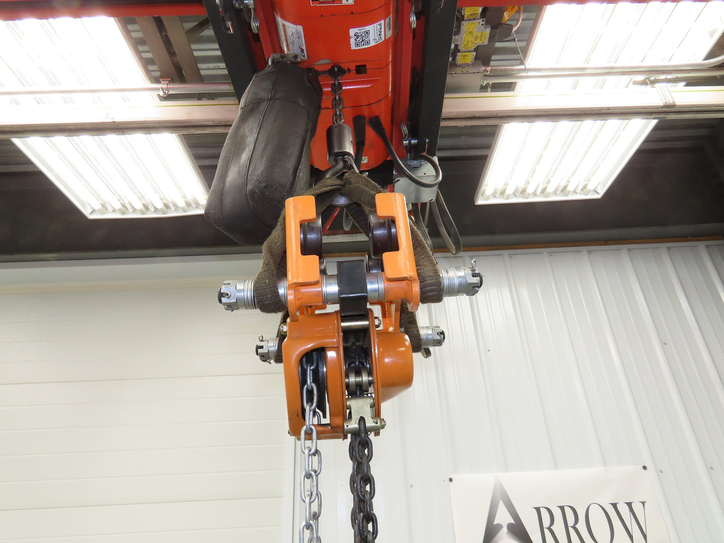 Vestil LOW-2P 1 Ton 2000Lb Chain Fall Hoist 9.8' Lift Push Trolley Low Headroom