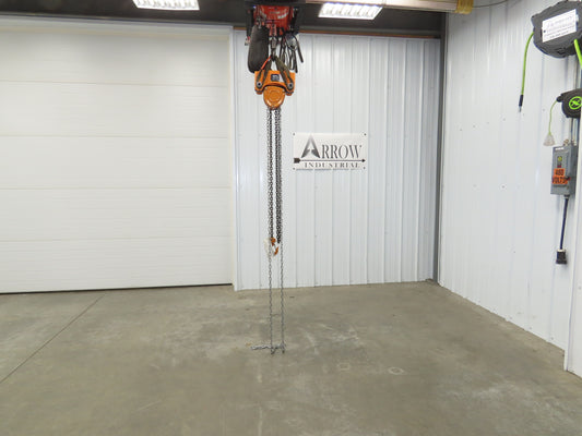 Vestil LOW-2P 1 Ton 2000Lb Chain Fall Hoist 9.8' Lift Push Trolley Low Headroom