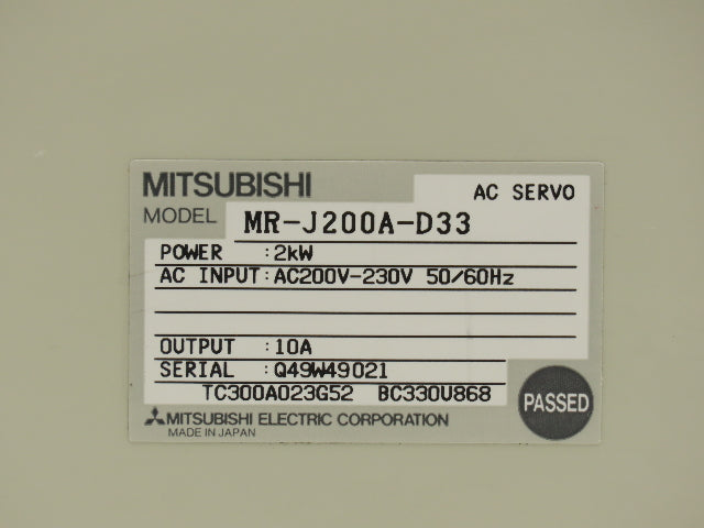 Mitsubishi MR-J200A-D33 AC Servo Drive Module 2kW 10A 200-230V 3Ph