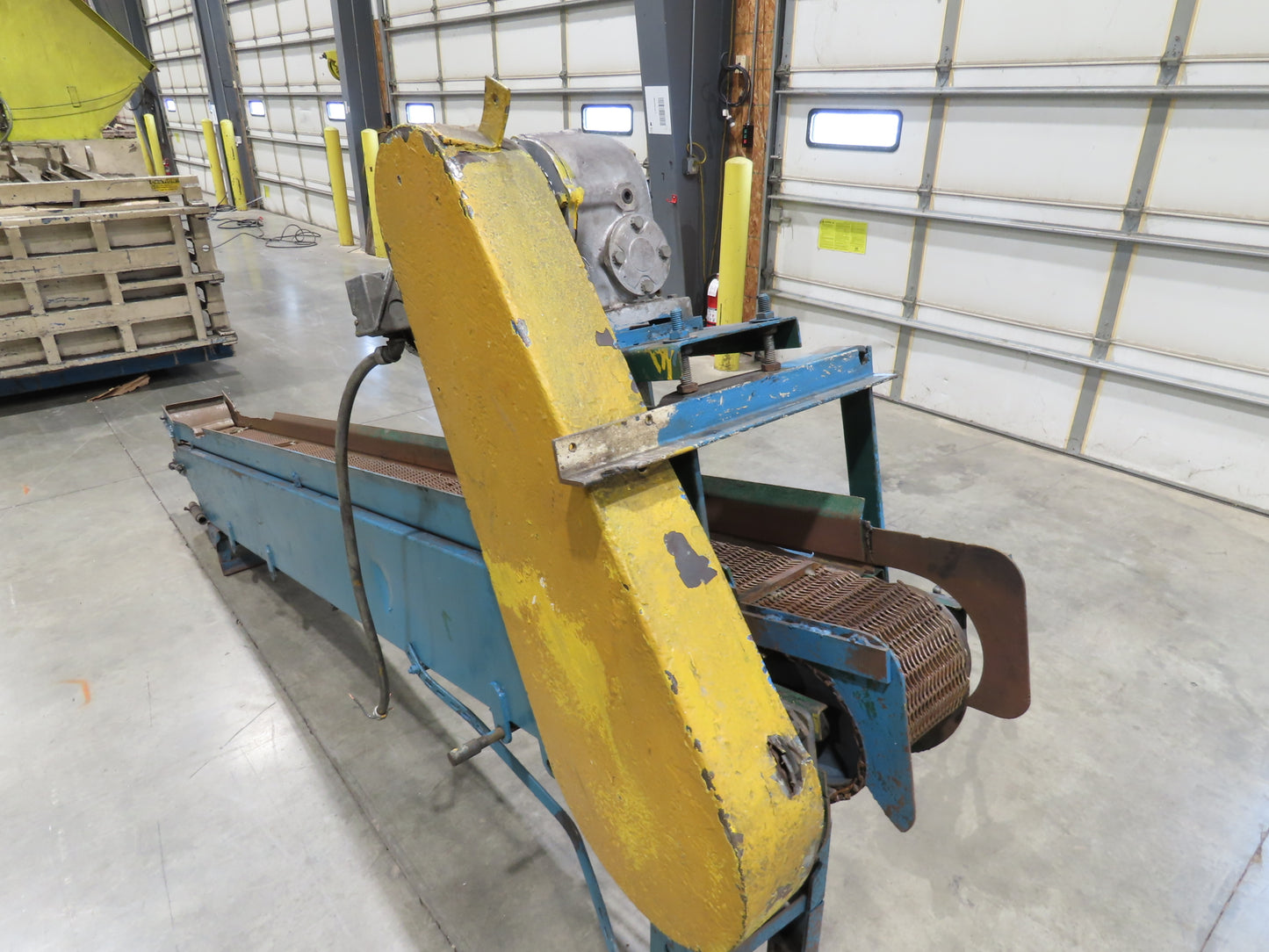 11' 5" Incline Parts Conveyor Steel Wire Mesh 8"Belt 460V 3PH 65FPM Chain Drive