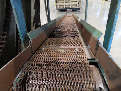 11' 5" Incline Parts Conveyor Steel Wire Mesh 8"Belt 460V 3PH 65FPM Chain Drive