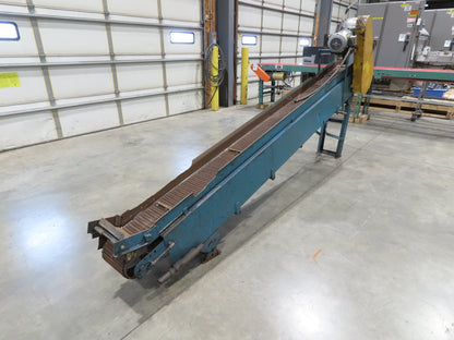 11' 5" Incline Parts Conveyor Steel Wire Mesh 8"Belt 460V 3PH 65FPM Chain Drive